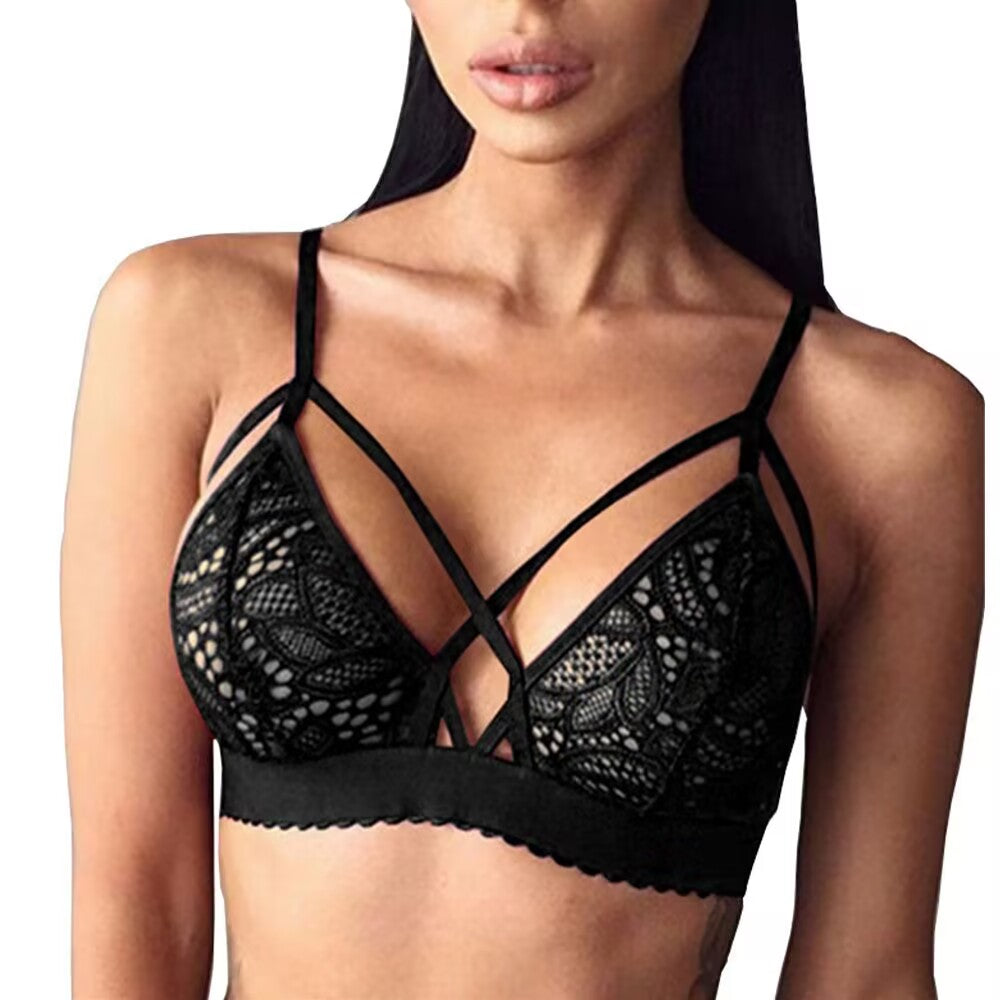 Buitifo Women Lace Bra Sexy Bralette Strappy Crop Top Soft Bustier Lin