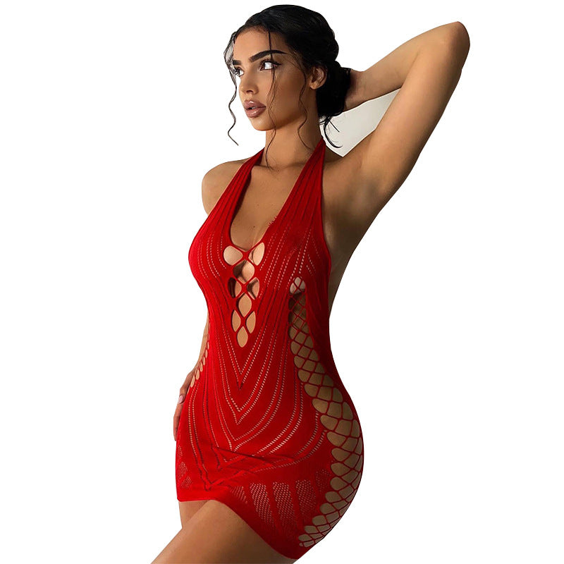 Buitifo Women Sexy Lingerie Dress One Piece Babydoll Nightwear Halter Mini Dresses