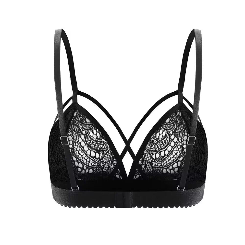 Buitifo Women Lace Bra Sexy Bralette Strappy Crop Top Soft Bustier Lingerie