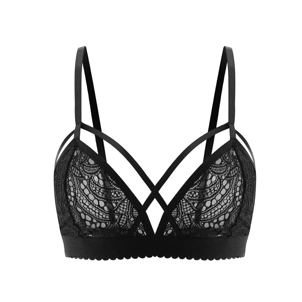 Buitifo Women Lace Bra Sexy Bralette Strappy Crop Top Soft Bustier Lingerie