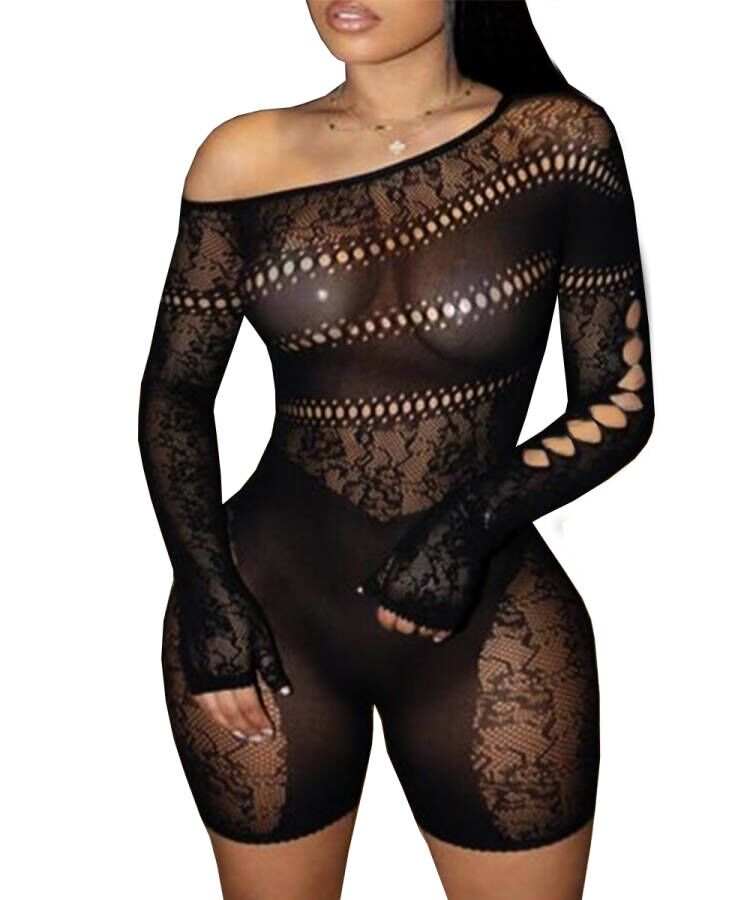 Buitifo Woman Lingerie Bodysuit Fishnet Bodystocking Sexy Jumpsuit Romper