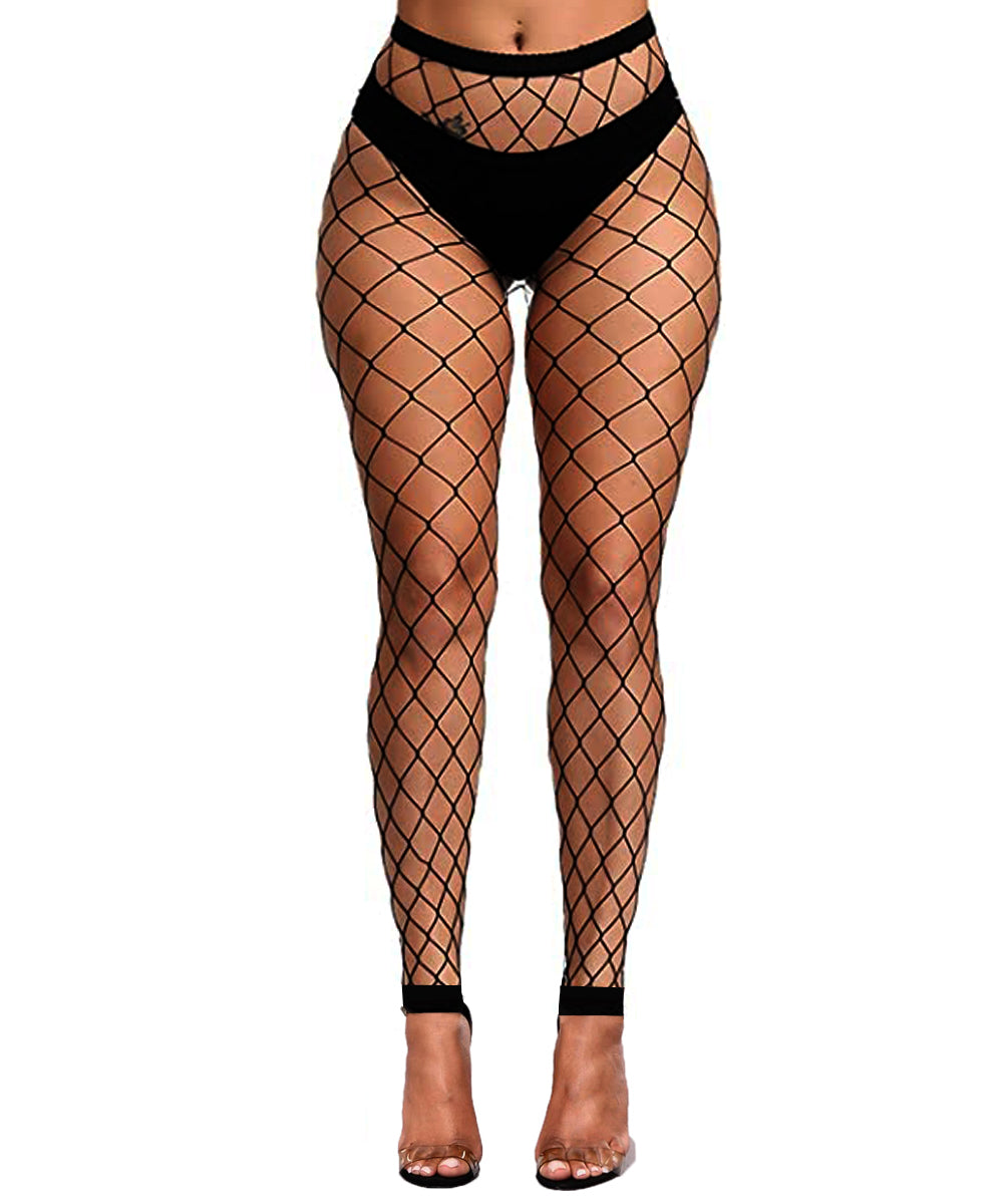 Buitifo Women Sexy Tights Fishnet Opening Leggings Stripe Pantihose Lingerie Pants