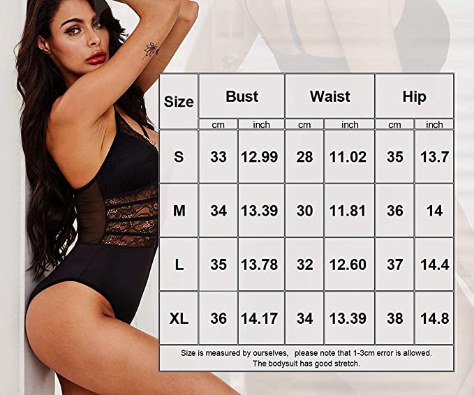  Buitifo Women Sexy Bodysuit One Piece Babydoll Lingerie Lace  Teddy Negligee (Black,S): Clothing, Shoes & Jewelry