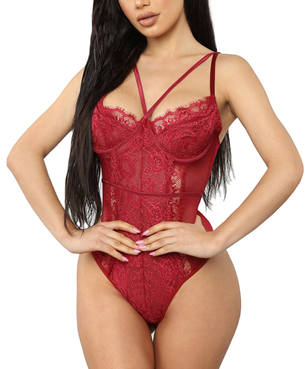 Buitifo Womens Sexy Bodysuit Lingerie One Piece Babydoll V Neck Teddy Snap Crotch