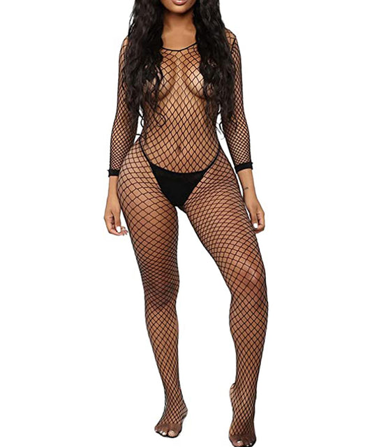 Buitifo Womens Fishnet Bodystocking Plus Size Crotchless Bodysuit Sexy Tights Soft Nightwear Lingerie