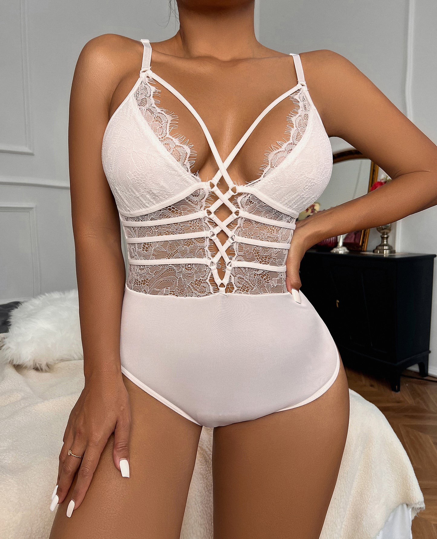 Buitifo Women Sexy Bodysuit One Piece Babydoll Lingerie Lace Teddy Negligee